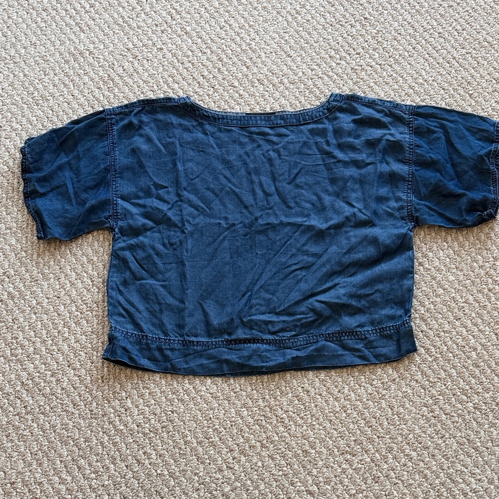 Banana Republic Dark Blue Light Denim Short Sleeve Top